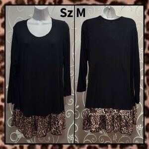 WOMENS LEOPARD RUFFLE BOTTOM DRESS SIZE M